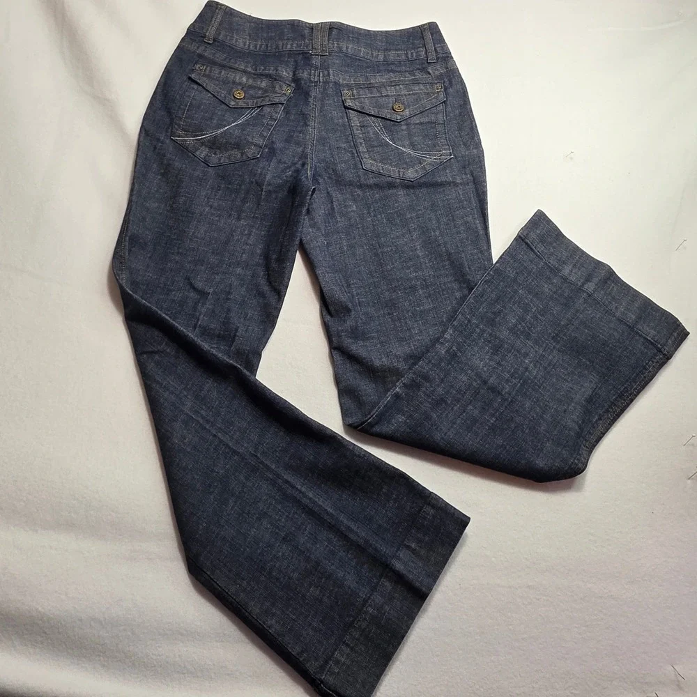 Monroe & Main Wide Leg Jeans Womens 14 Dark Wash Denim High Rise Trouser Pants